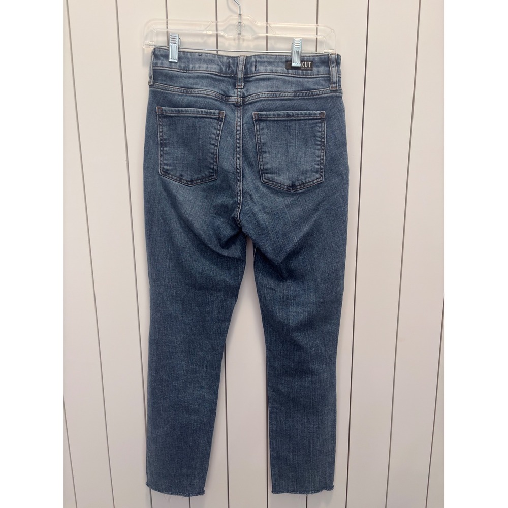 Kut from the Kloth Skinny Jeans Womens 0 Blue Excellent Distressed Raw Hem Indie